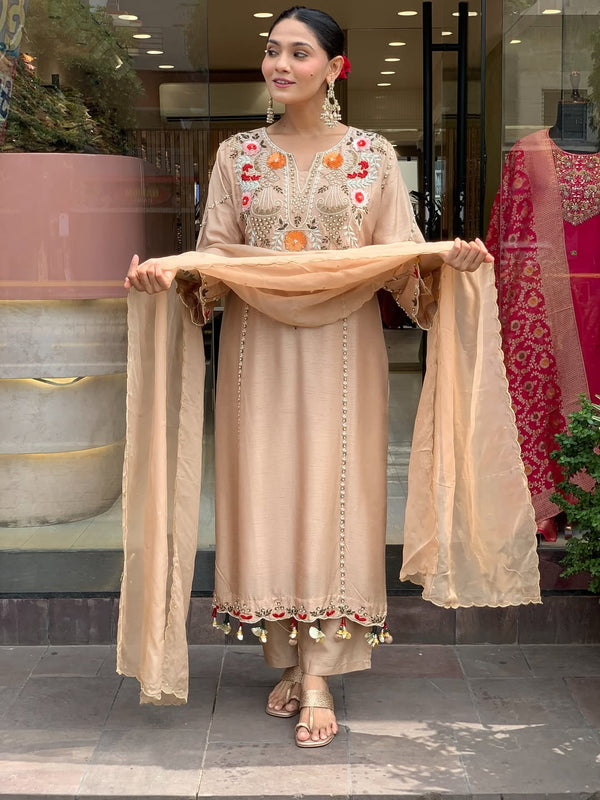 Women's Elegant Cotton Embroidered Kurta Set with Dupatta