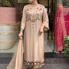 Women's Elegant Cotton Embroidered Kurta Set with Dupatta
