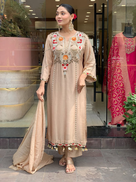 Women's Elegant Cotton Embroidered Kurta Set with Dupatta