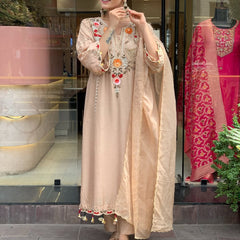 Women's Elegant Cotton Embroidered Kurta Set with Dupatta