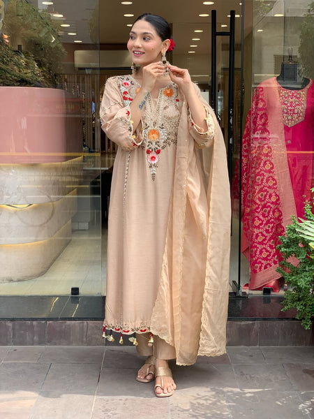 Women's Elegant Cotton Embroidered Kurta Set with Dupatta