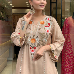Women's Elegant Cotton Embroidered Kurta Set with Dupatta