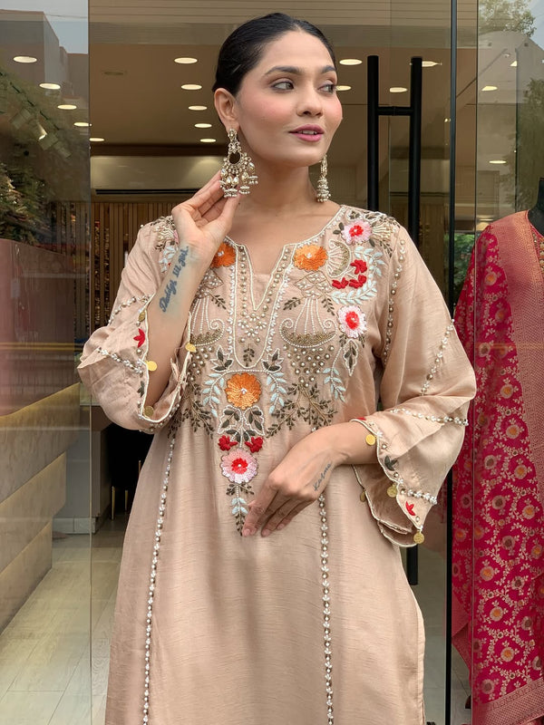 Women's Elegant Cotton Embroidered Kurta Set with Dupatta
