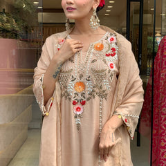 Women's Elegant Cotton Embroidered Kurta Set with Dupatta