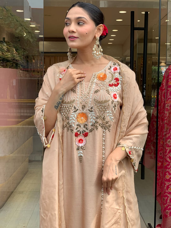 Women's Elegant Cotton Embroidered Kurta Set with Dupatta
