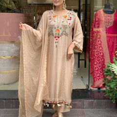 Women's Elegant Cotton Embroidered Kurta Set with Dupatta