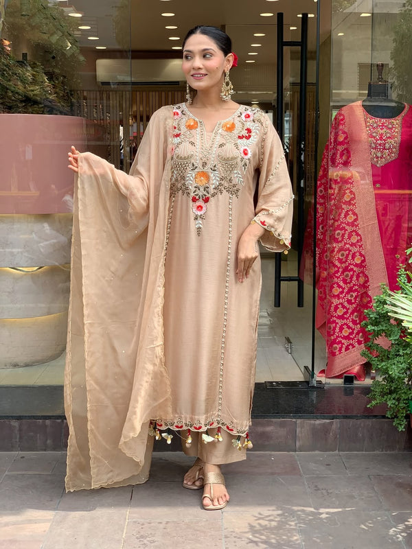 Women's Elegant Cotton Embroidered Kurta Set with Dupatta