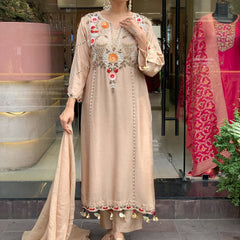 Women's Elegant Cotton Embroidered Kurta Set with Dupatta