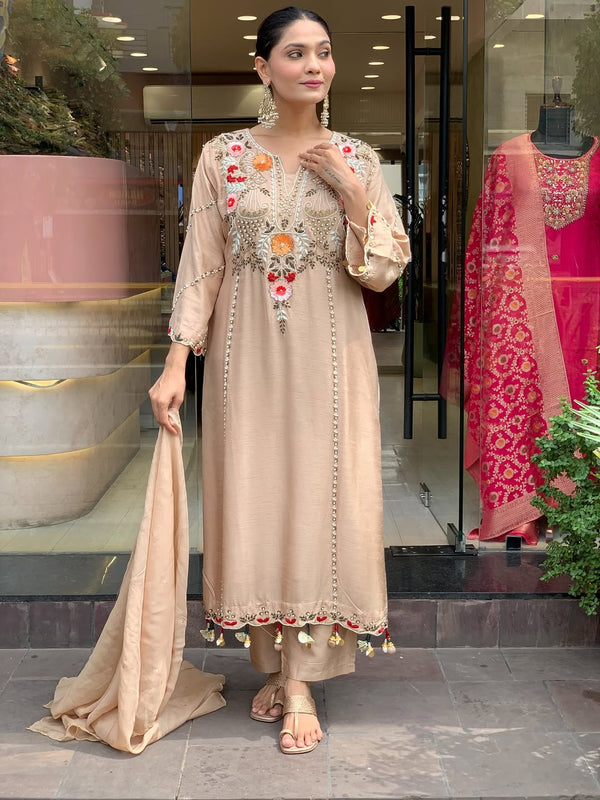 Women's Elegant Cotton Embroidered Kurta Set with Dupatta