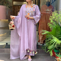 Women's Elegant Cotton Embroidered Kurta Set with Dupatta