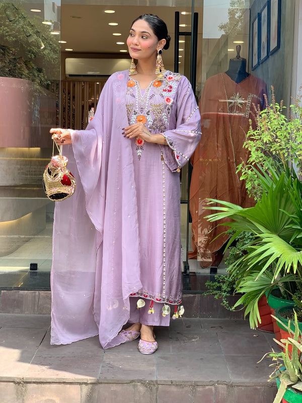Women's Elegant Cotton Embroidered Kurta Set with Dupatta