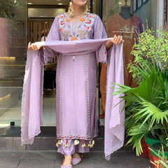 Women's Elegant Cotton Embroidered Kurta Set with Dupatta