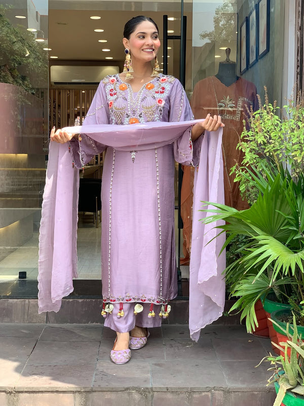 Women's Elegant Cotton Embroidered Kurta Set with Dupatta