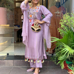 Women's Elegant Cotton Embroidered Kurta Set with Dupatta