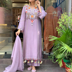 Women's Elegant Cotton Embroidered Kurta Set with Dupatta