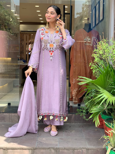 Women's Elegant Cotton Embroidered Kurta Set with Dupatta