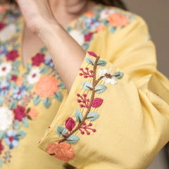 Yellow Embroidered Straight Kurta Set With Pants