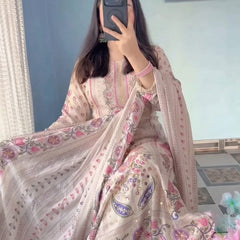 Pastel Floral Printed Kurta Set with Dupatta