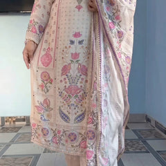 Pastel Floral Printed Kurta Set with Dupatta