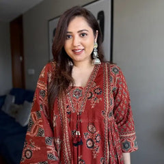 Midnight Elegance Floral Printed Cotton Kurta Set with Dupatta for Women