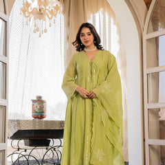 Women’s Pink Embroidered Kurta Set with Floral Dupatta