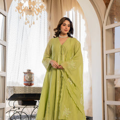 Women’s Pink Embroidered Kurta Set with Floral Dupatta