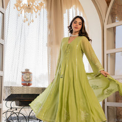Women’s Pink Embroidered Kurta Set with Floral Dupatta