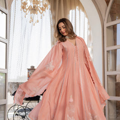 Women’s Pink Embroidered Kurta Set with Floral Dupatta