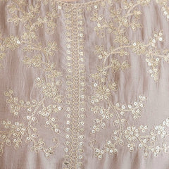 Mushroom Embroidered A-Line Kurta Set with Scalloped Dupatta