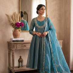 Women's Embroidered Anarkali Suit Set with Dupatta