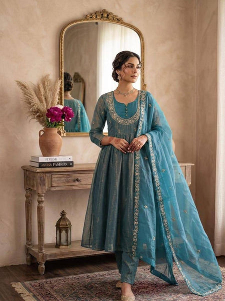 Women's Embroidered Anarkali Suit Set with Dupatta