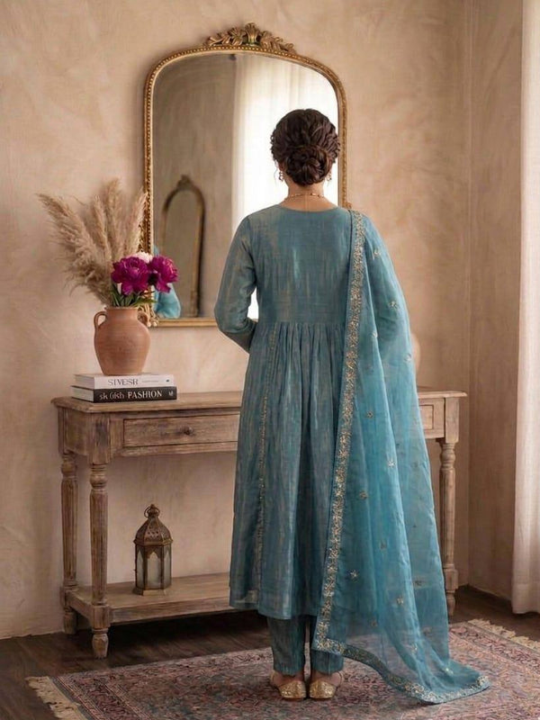 Women's Embroidered Anarkali Suit Set with Dupatta