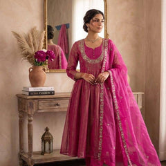 Women's Embroidered Anarkali Suit Set with Dupatta