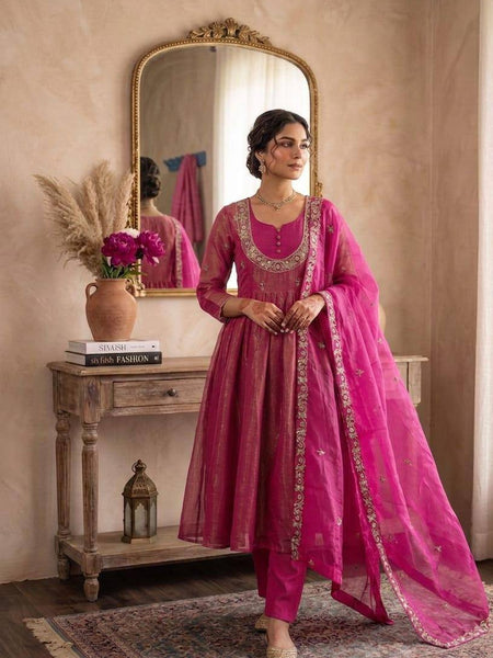 Women's Embroidered Anarkali Suit Set with Dupatta
