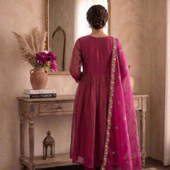 Women's Embroidered Anarkali Suit Set with Dupatta