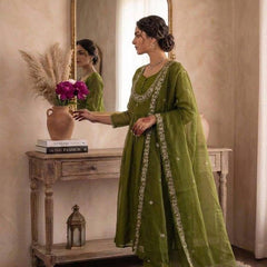 Women's Embroidered Anarkali Suit Set with Dupatta