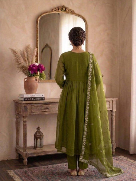 Women's Embroidered Anarkali Suit Set with Dupatta