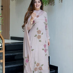 Women Hand Work With Printed Design Suit Set