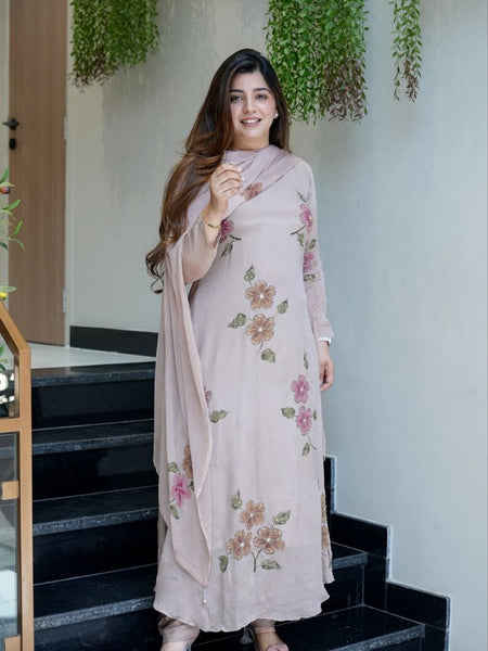 Women Hand Work With Printed Design Suit Set