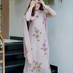 Women Hand Work With Printed Design Suit Set