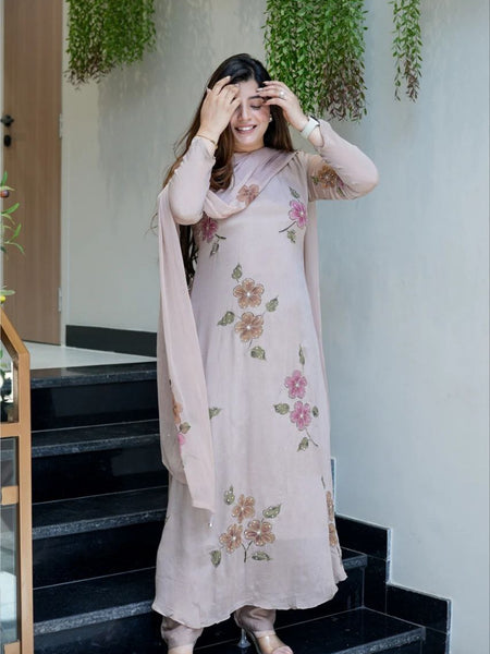 Women Hand Work With Printed Design Suit Set