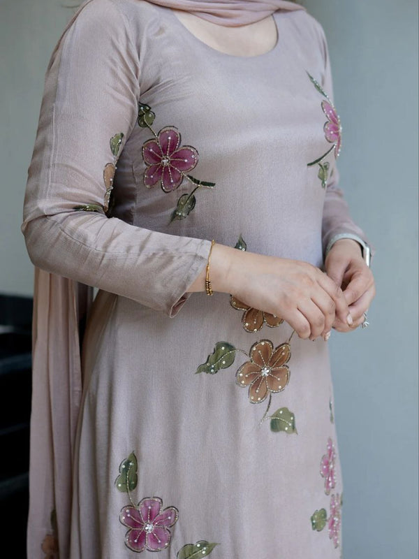 Women Hand Work With Printed Design Suit Set