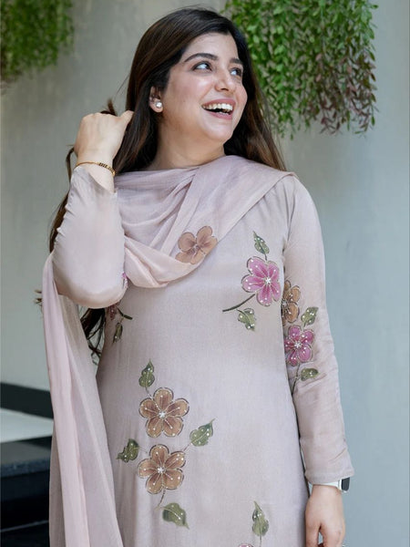 Women Hand Work With Printed Design Suit Set