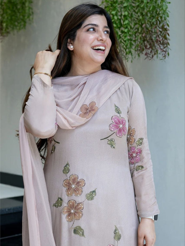 Women Hand Work With Printed Design Suit Set