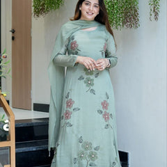 Women Hand Work With Printed Design Suit Set