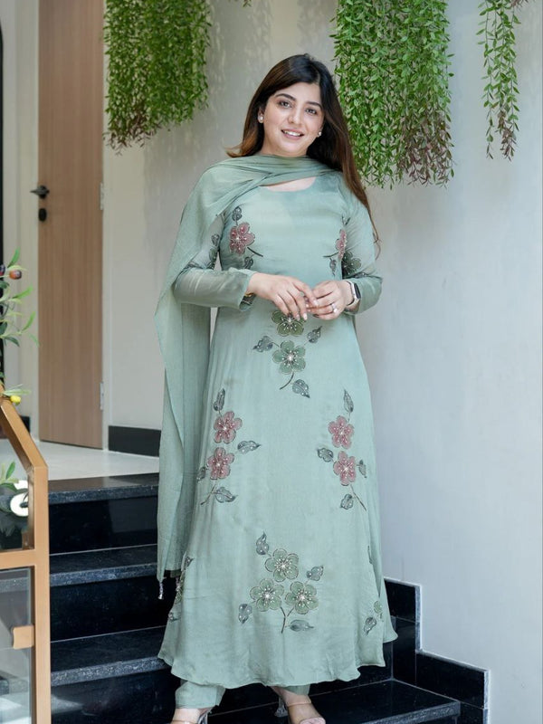 Women Hand Work With Printed Design Suit Set