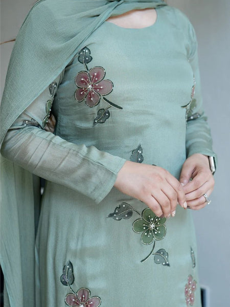 Women Hand Work With Printed Design Suit Set