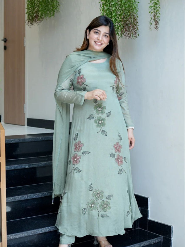 Women Hand Work With Printed Design Suit Set