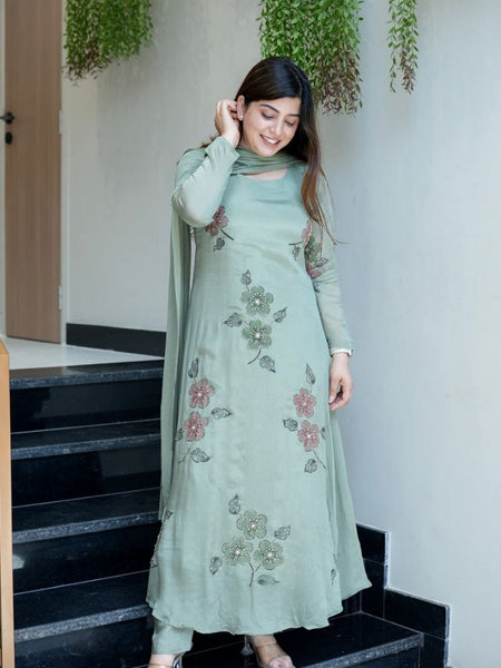 Women Hand Work With Printed Design Suit Set