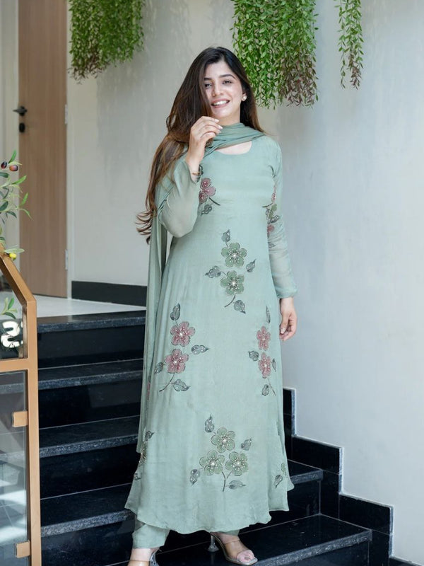 Women Hand Work With Printed Design Suit Set